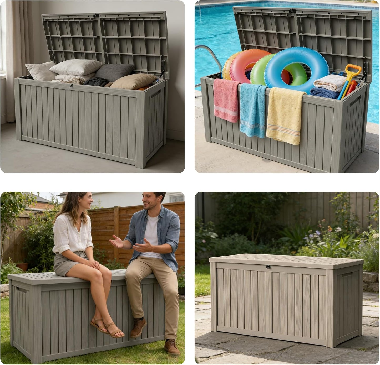 320 Gallon Outdoor Storage Box Resin Deck Box All Weather Waterproof Large Lockable Storage Container Deck Box for Patio Furniture, Garden Tools, Lockable, Black