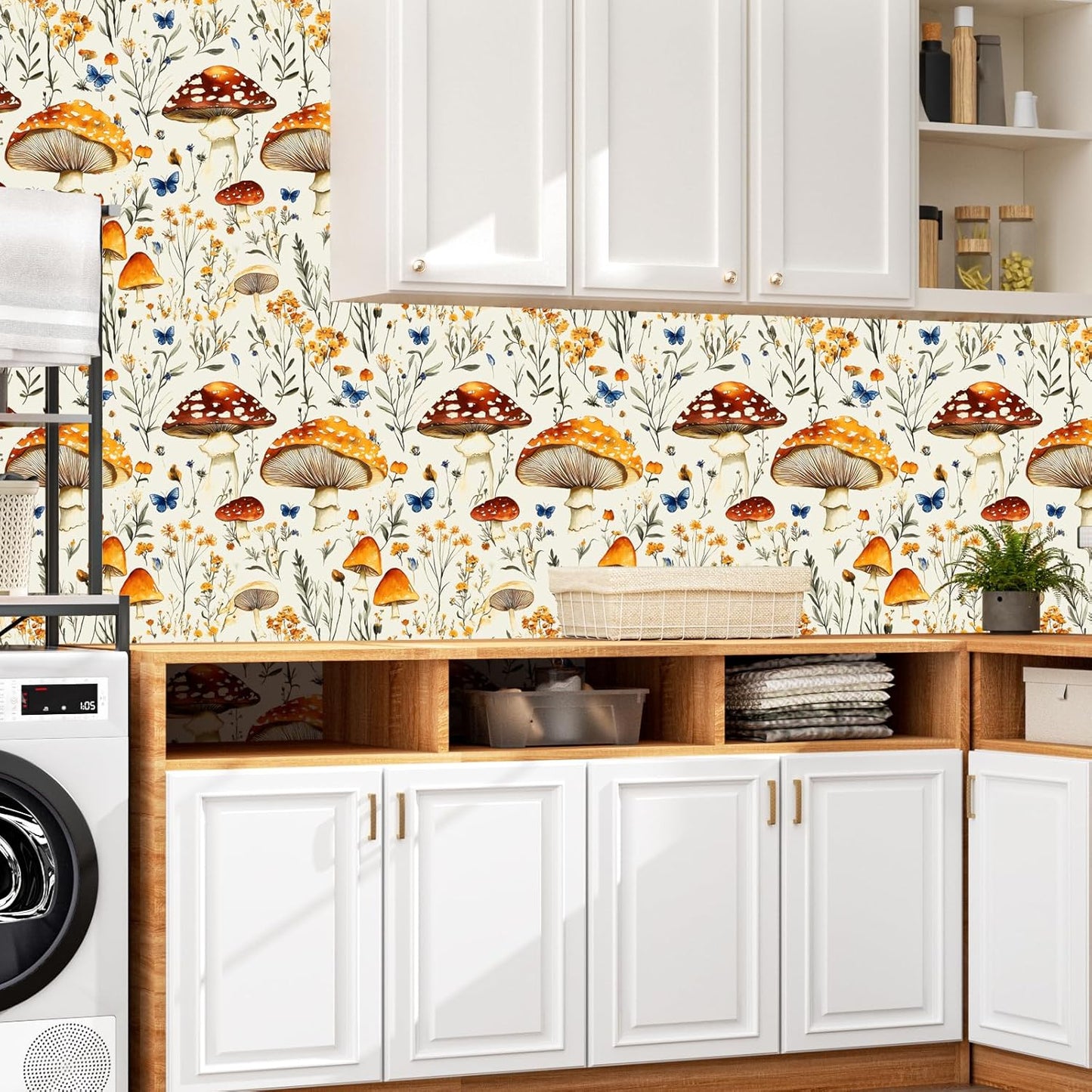 BOKEBEVE Watercolour Floral Peel and Stick Wallpaper Boho Vibrant Contact Paper Renter Friendly Wall Paper for Countertop Cabinet Wall Shelf Liner Removable Blue Colorful 17.5 x 118In