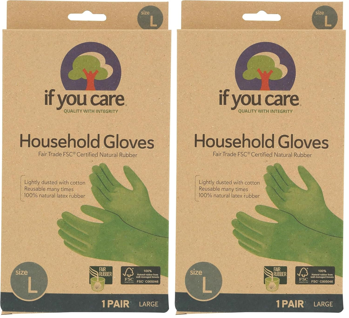 If You Care Latex Gloves, Large – 1 Pair (Pack of 1) – For Gardening, Dishwashing, Cleaning Kitchen and Bathroom – 100% Cotton Lined, Reusable for Women and Men, Green