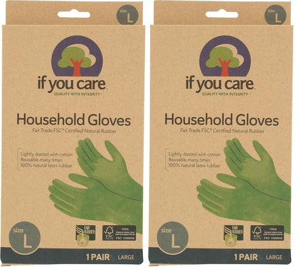 If You Care Latex Gloves, Large – 1 Pair (Pack of 1) – For Gardening, Dishwashing, Cleaning Kitchen and Bathroom – 100% Cotton Lined, Reusable for Women and Men, Green