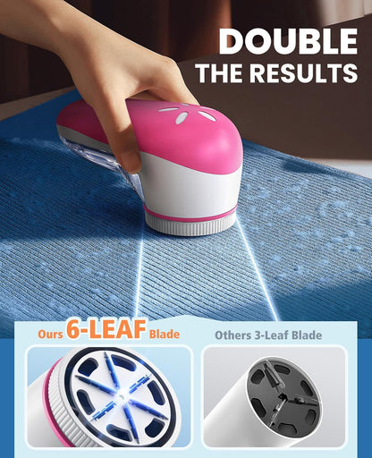 POPCHOSE Fabric Shaver, Lint Shaver for Clothing, Electric Lint Remover with 6-Leaf Blades, Sweater Defuzzer, Clothes Shaver for Couch, Furniture, Blanket, Remove Pilling, USB Rechargeable