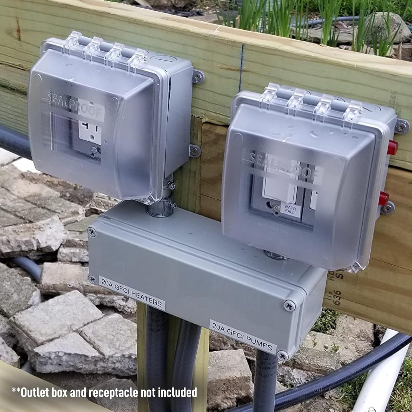 Sealproof 2-Gang Weatherproof In Use Outlet Cover | Two Gang Outdoor Plug and Receptacle Protector, Lockable, UL Extra Duty Compliant, 45 Configurations