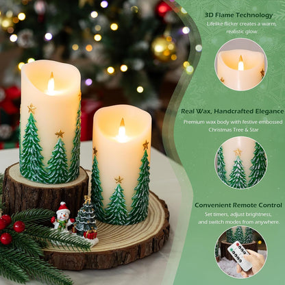 White Flameless Candles Set of 3 (3"x3") Battery Operated LED Pillar Candles with Remote and Timer, Real Wax Flickering Candles for Fireplace Bedroom Living Room Home Decor and Indoor Use