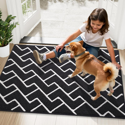 OLANLY Front Door Mat, Non-Slip Rubber Backing, Dirt Resistant and Absorbent, Washable, Easy to Clean Low-Profile Indoor Doormat for Back Door, Entryway, Inside Entrance, 32x20, Grey