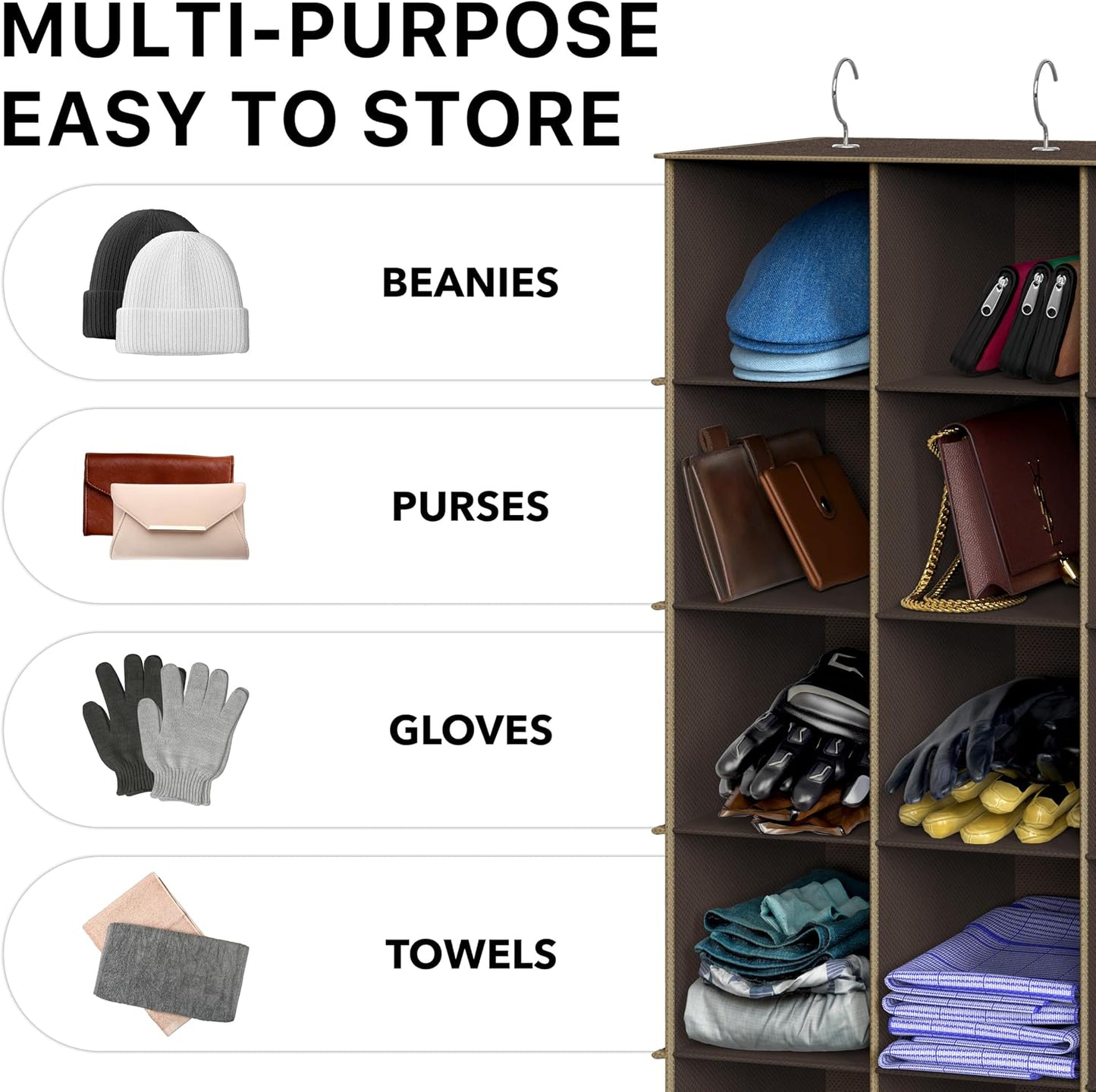 Simple Houseware 24 Section Shelves Hanging Shoes Organizer Holder for Closet, Gray
