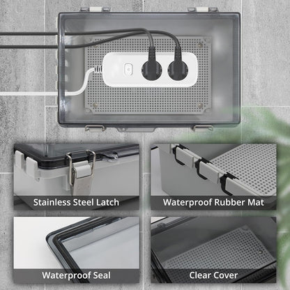 Outdoor Extension Cord Cover for Outside Outlet Plug Cover Waterproof, 9x5x4.3” Outdoor Electrical Box for Outlet Plug,IP67 Outdoor Waterproof Plug-in Distribution Box