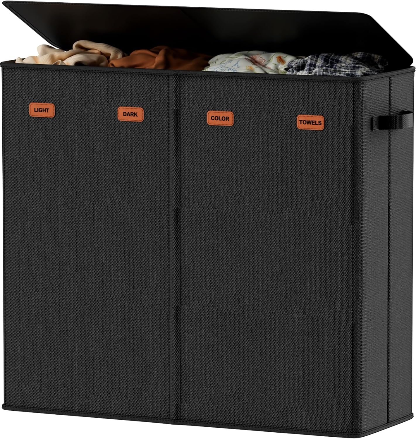 185L Laundry Hamper 3 Section, Laundry Hamper with Lid, Dirty Clothes Hamper with 3 Removable Washing Bags, Extra Large Laundry Basket Organizer for Bedroom, Laundry Room, Dorm - Black