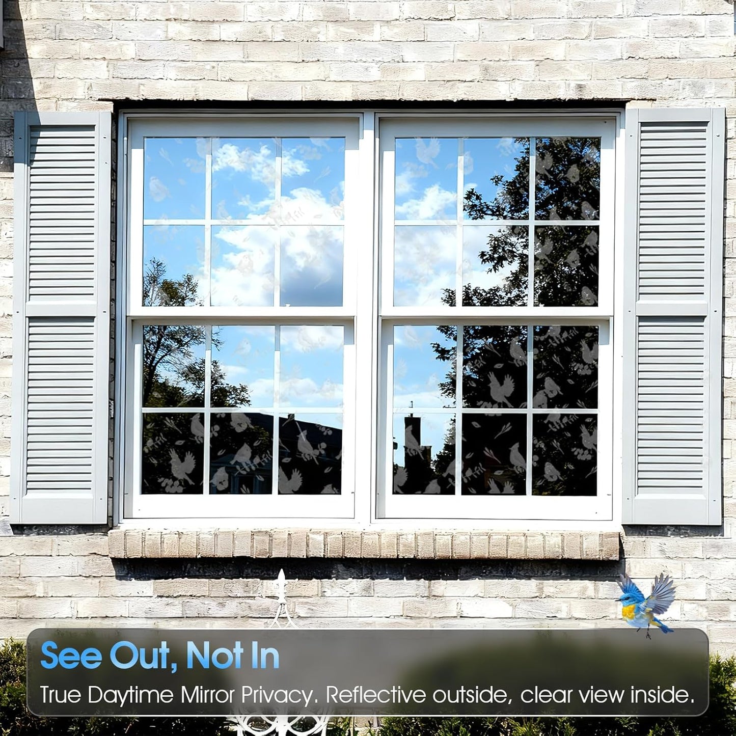 Frosted Window Privacy Film - Brushed Silver Static Cling Glass Film for Bathroom, Day and Night Door Privacy Film Window Cover to Stop Dog Barking, 17.5x78.7 Inch, Pure