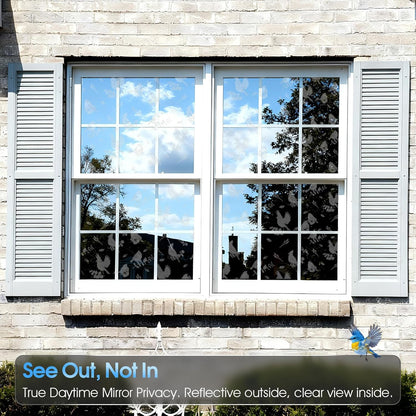 Frosted Window Privacy Film - Brushed Silver Static Cling Glass Film for Bathroom, Day and Night Door Privacy Film Window Cover to Stop Dog Barking, 17.5x78.7 Inch, Pure
