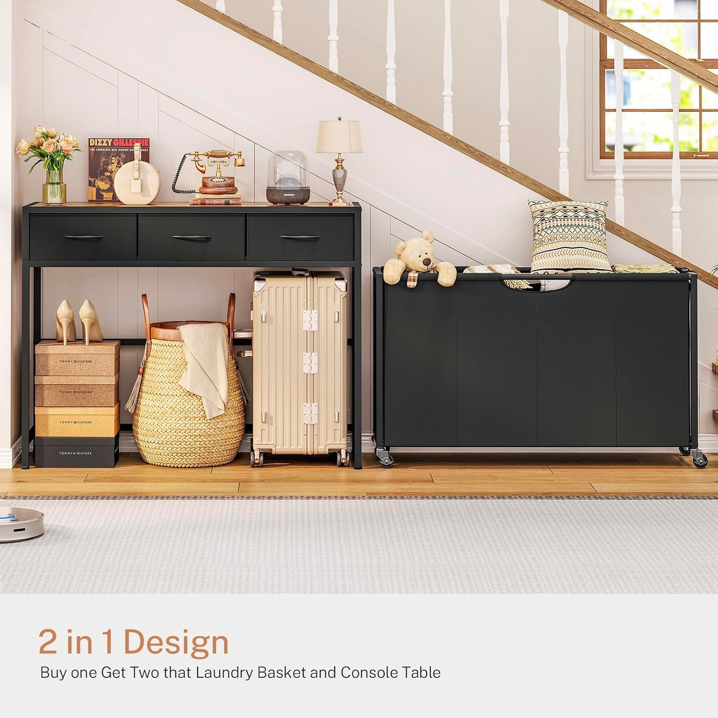 Laundry Sorter 3 Section, 120 L Laundry Hamper with 2 Drawers & 2-tone Top Panel, Rolling Laundry Basket Organizer with Pull-Out Removable Oxford Fabric Bags for Laundry Room Organization UNZYL006BVV3