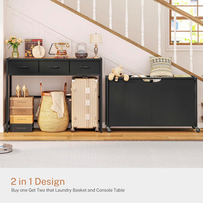 Laundry Sorter 3 Section, 120 L Laundry Hamper with 2 Drawers & 2-tone Top Panel, Rolling Laundry Basket Organizer with Pull-Out Removable Oxford Fabric Bags for Laundry Room Organization UNZYL006BVV3