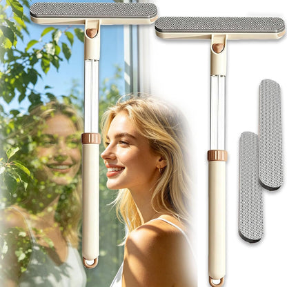 3-in-1 Double-Sided Window Screen Cleaning Brush - Sided Window Glass Cleaner,Built-in Crevice Brush, Multifunctional for Home, Office & Car Screens