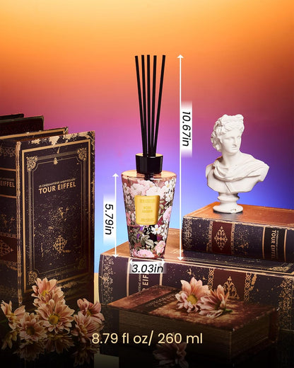 M&SENSE Reed Diffuser Set, Jasmine Sandalwood Scented 6.3 fl oz Natural Essential Oil Diffusers with Sticks, Non-Toxic Organic Air Freshener, Long-Lasting Fragrance Oils for Home Bathroom Living Room