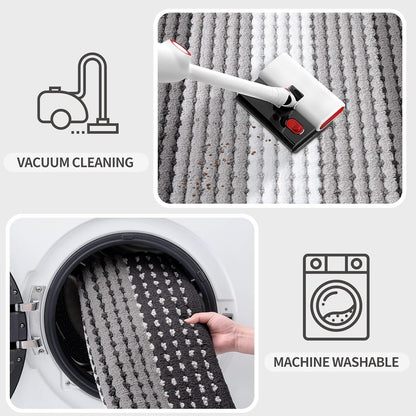 Kitinjoy Indoor Outdoor Door Mat, 32x20 Non-Slip Absorbent Dirt Trapper, Low-Profile Washable Inside Entrance Front Floor Mat, Sturdy Soft Entry Doormats for Entryway, Grey