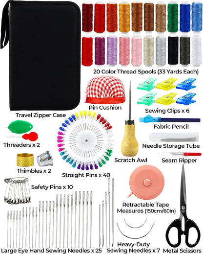 PLANTIONAL Upholstery Repair Sewing Kit, Heavy Duty Sewing Kit with Sewing Awl, Seam Ripper, Leather Hand Sewing/Stitching Needles, Sewing Thread for Car/Sofa/Backpack/Shoe, Craft DIY, 10 Color, 47Pc