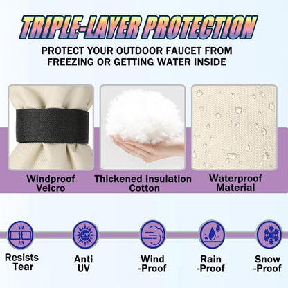 Outdoor Faucet Covers for Winter, 13" W x 25" H Outside Yard Hydrant Protector Socks Winter, Insulated Hose Bib Protector Cover, Spigot Pipe Cover Freeze Protection - Black