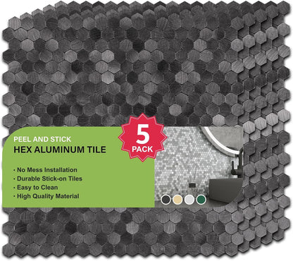Peel and Stick Subway Backsplash Tiles, 5 Pack, 12 x 12 in, Almond | extra thick 3D wall panels, heat and water resistant wall panels, easy DIY kitchen, bathroom, laundry, fireplace wall décor