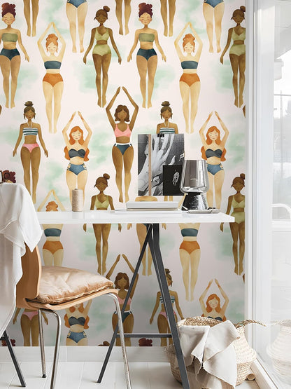 Floralplus Peel and Stick Wallpaper Removable Wallpaper Renter Friendly Modern Girls Wallpapers for Bathroom Self Adhesive Textured Contact Paper for Bedroom Wall Art 17.5 x 118 in