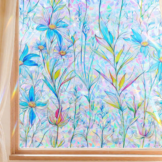 Finnez Window Privacy Film 3D Static Cling Window Film, No Glue Heat Control & 96% UV Blocking for Home Office, Decorative Frosted Glass Cover 17.5 Inch x 6.5 Feet