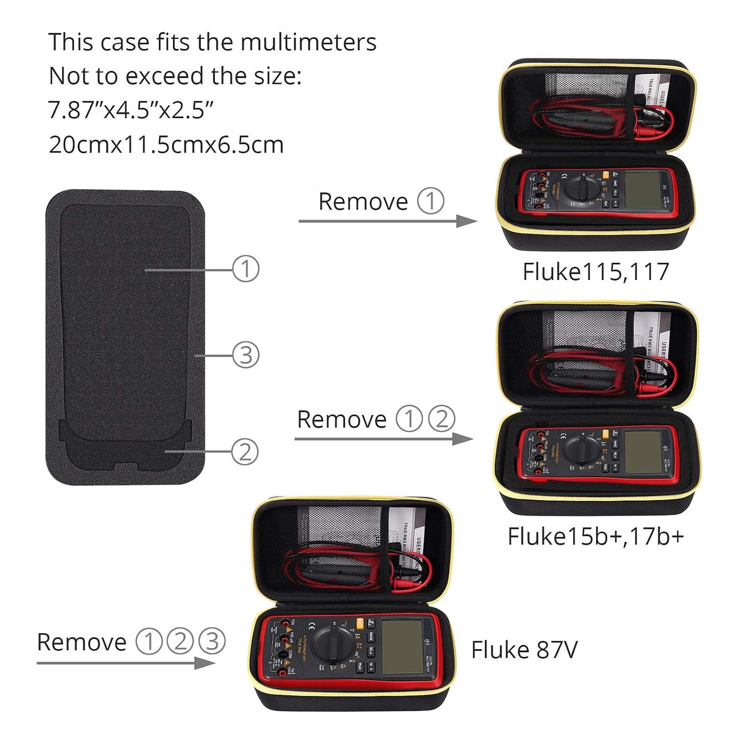 Neoteck Multimeter Carrying Case Portable Digital Multimeter Storage Bag Compatible with Klein,AstroAI,KAIWEETS,Fluke 117/115/116/114/113 87V 88V F15B+F17B+F18B+/F117C/F17B+/F115C,Crenova,Etekcity,etc