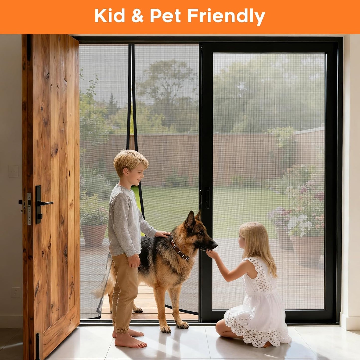 Magnetic Screen Door, Screen Door Mesh, Heavy-Duty Mesh Curtain, Door Net Keep Bugs Out, Hands Free Partition, Screen Size 38” × 83”, Fits 36” × 82” Doors, Pet & Kid Friendly, Black