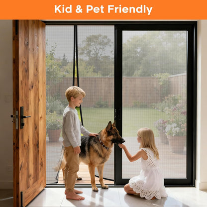 Magnetic Screen Door, Screen Door Mesh, Heavy-Duty Mesh Curtain, Door Net Keep Bugs Out, Hands Free Partition, Screen Size 38” × 83”, Fits 36” × 82” Doors, Pet & Kid Friendly, Black