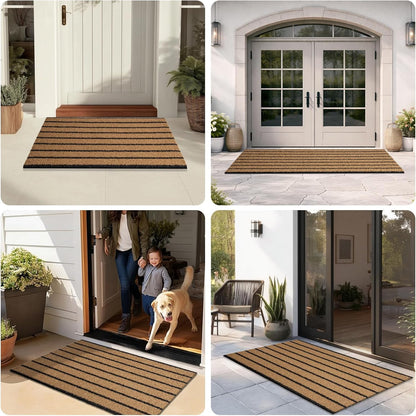 Outdoor Front Door Mat 32" x 48", Dirt Trapping Outside Entrance Rug, Non Slip Shoe Scraper, Heavy Duty Commercial Rug for Patio, Garage, Traffic Area, Office, Roll Packing