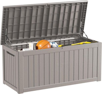 Outdoor Storage Box 325GAL Waterproof Resin Deck Box,Pool Accessories Supplies，UV-Resistant Lockable Package Delivery Bin for Garden Tools,Large Patio Outside Cushions,Chest,Furniture,Black