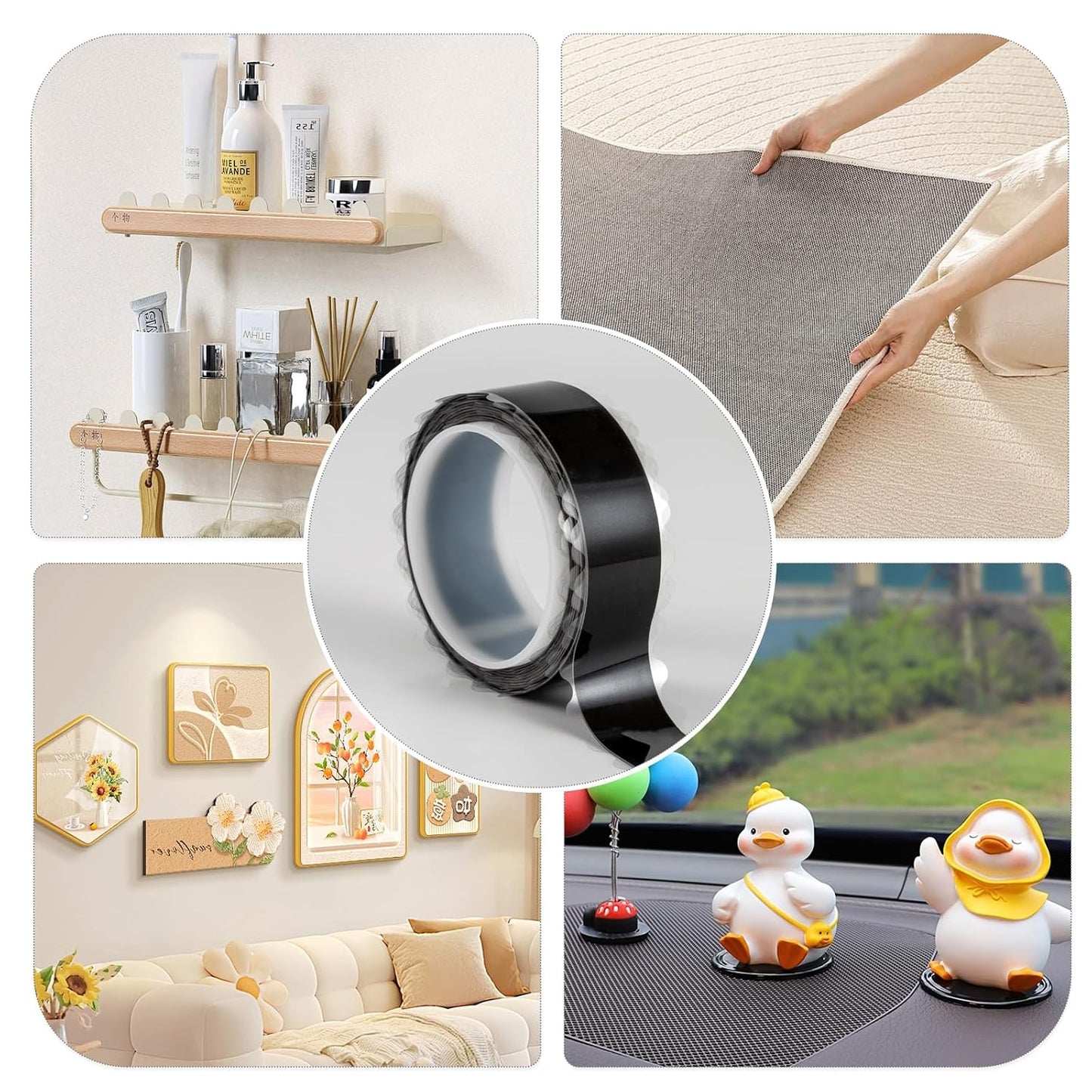 zvp Double Sided Nano Tape, Removable Heavy Duty Mounting Foam Tape, Adhesive Tape for Wall, Carpet, Poster and Picture Hanging Strips (Transparent, 1.15 * 118 in)
