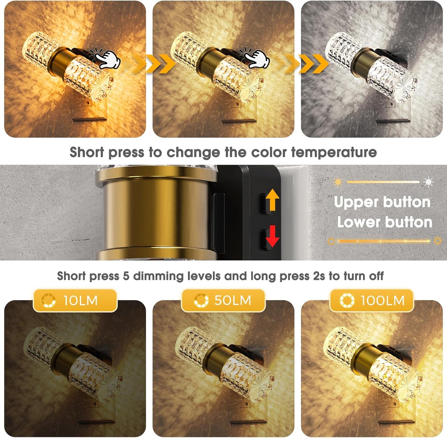 L LOHAS LED Night Light,Dimmable Night Lights Plug into Wall, 2 Pack Acrylic Nightlight with 0-100 LM Adjustable Brightness, 3000K Plug in Night Light with Dusk to Dawn Sensor, for Bathroom Hallway