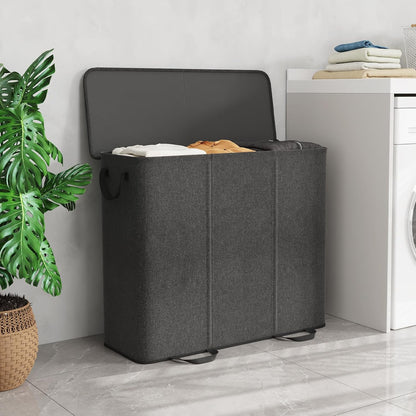 Lifewit Double Laundry Hamper with Lid and Removable Laundry Bags, Large Collapsible 2 Dividers Dirty Clothes Basket with Handles for Bedroom Laundry Room Closet Bathroom College, 136L Beige