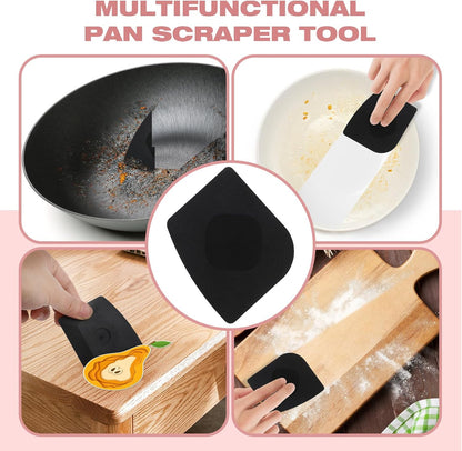 Cast Iron Scrubber | Dish Scrub Brush | 316 Cleaner Chainmail Scrubber for Cast Iron Pan Skillet Cleaner - Dish Scouring Pad Dishwasher Safe Cleaning Kit, Black 02