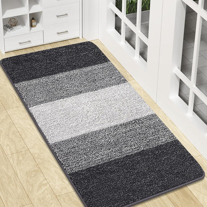 Kitinjoy Indoor Outdoor Door Mat, 32x20 Non-Slip Absorbent Dirt Trapper, Low-Profile Washable Inside Entrance Front Floor Mat, Sturdy Soft Entry Doormats for Entryway, Grey