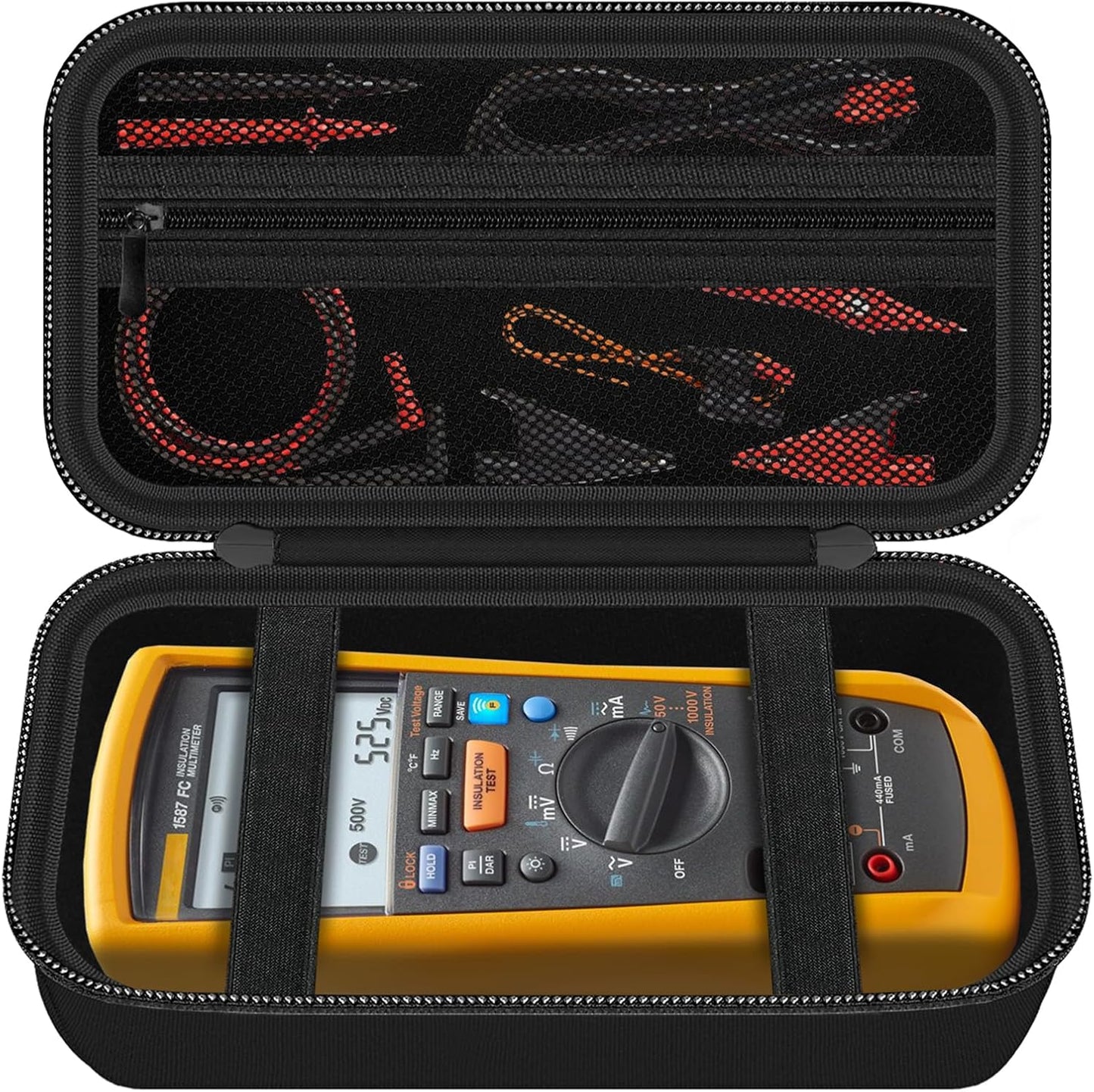 Carrying Case for Fluke1587 FC/ 87-V/ 87V Max/ 88V/ 15B+/ 17B+/ 1503/1507/1508/1577/3000 FC Multimeter Testers and Accessories, Multimeter Storage Bag Organizer Box (Case Only)