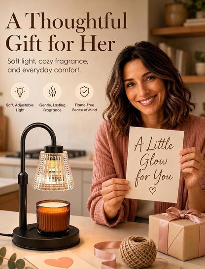 Girece Candle Warmer Lamp with Timer and Dimmer, Adjustable Height Electric Candle Warmer for Jar Candles, 2 Bulbs, Birthday Gifts for Women, Modern Home Decor Housewarming Gifts New Home