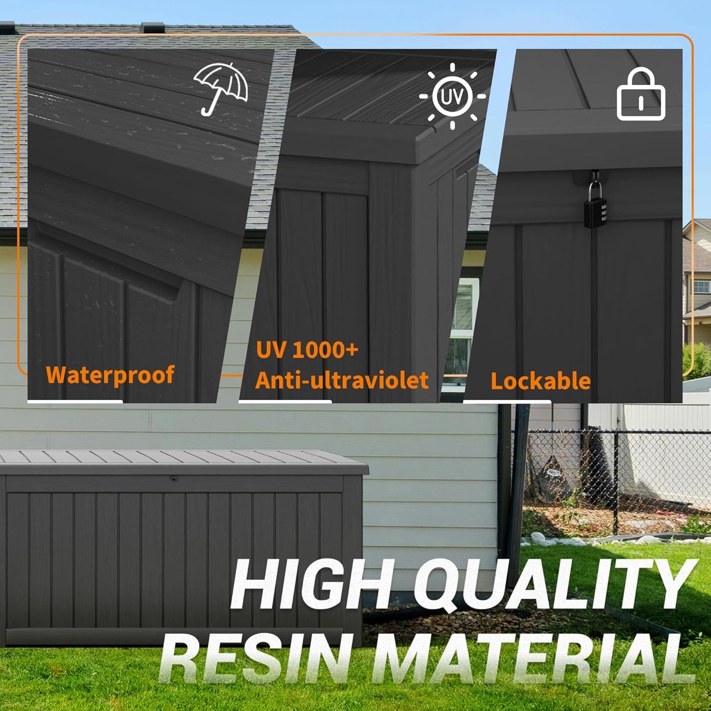 Outdoor Storage Box, 31 Gallon Resin Deck Boxes Outdoor Waterproof For Patio Furniture, Garden Tools, Pool Supplies, Lockable And UV Resistant (Rattan Gray)