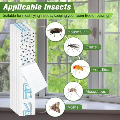 Qualirey 30 Pack XL Window Fly Traps for Indoors, Extra Large Fly Paper Sticky Strips, Waterproof & Non Toxic Clear Sticky Traps for Windows, Bug Catcher for House, Kitchen and Office(15"×3")
