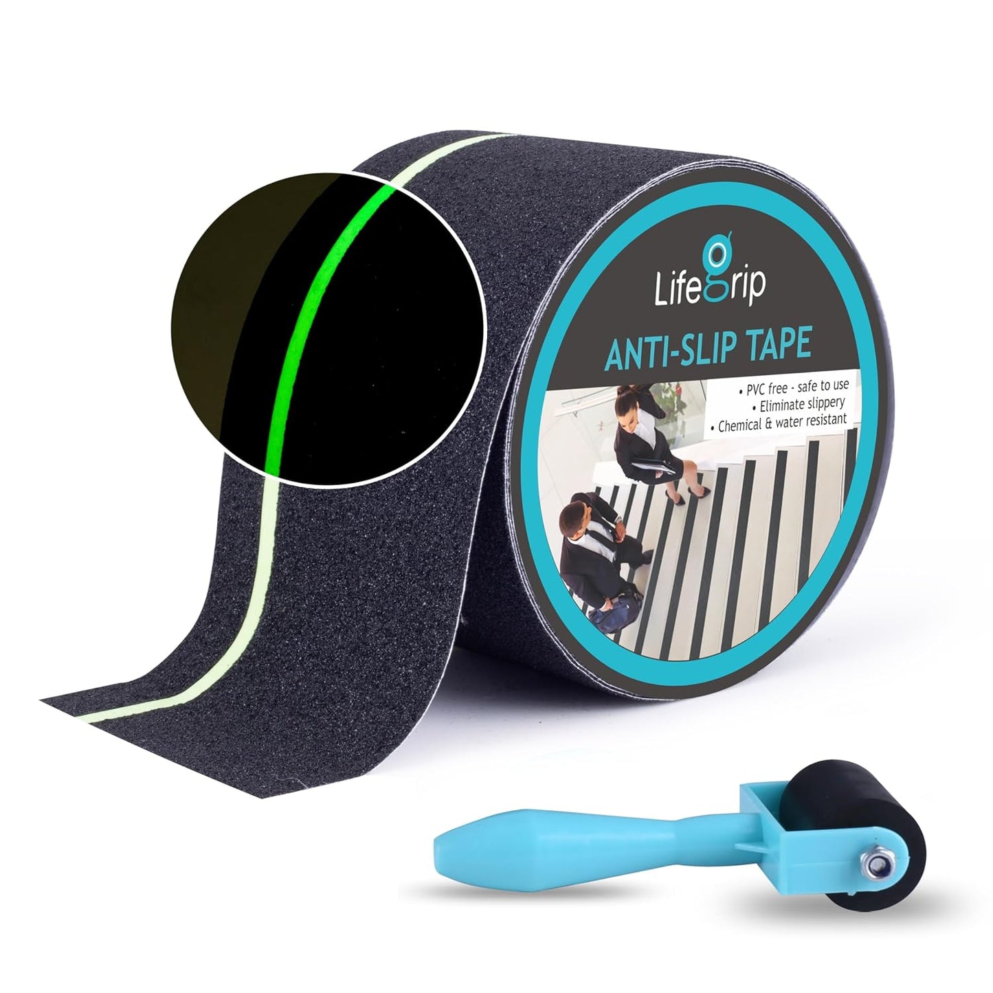 Lifegrip Anti Slip Tape, 4 Inch x 15 Foot Non-Slip Traction Grip Tape for Stairs, Waterproof Stair Treads Grip Non Slip, Non Skid Tape for Steps, Outdoor Black Grip Tape (4" X 15')