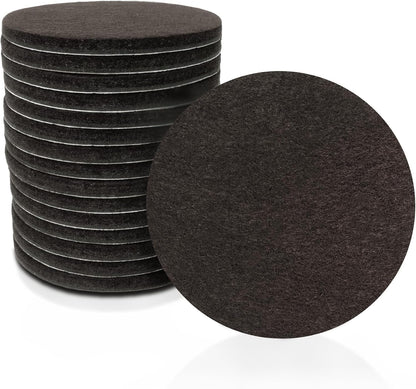 SoftTouch 1.5" Round Reusable Felt Furniture Sliders for Hard Surfaces, Noise-Reducing Adhesive Moving and Protective Pads for Cabinets, Chairs, Tables & Decorative Items Set of 48, Brown