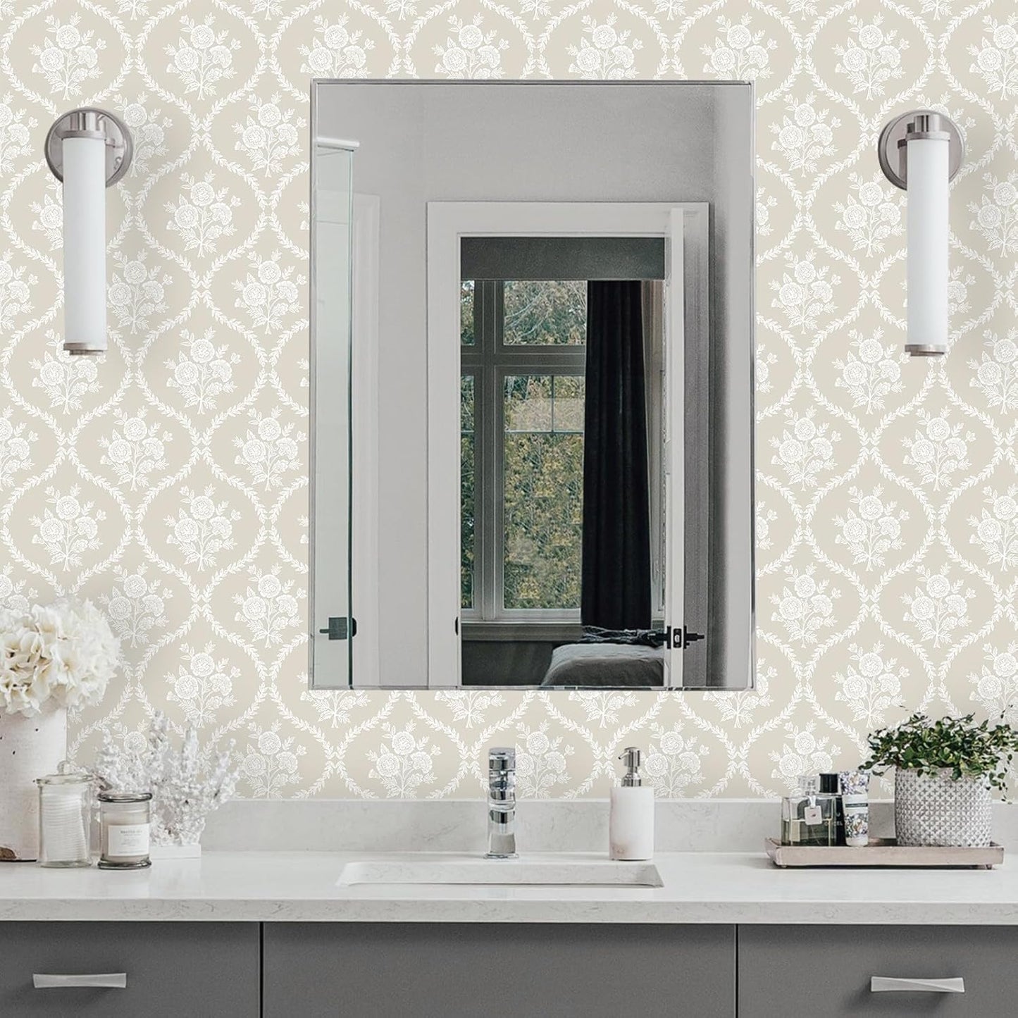 TACHIO Floral Peel and Stick Wallpaper French Country Contact Paper 17.5" x 118" Waterproof Self Adhesive Wall Paper for Bedroom Living Room & Accent Walls Vinyl Removable Renter Friendly