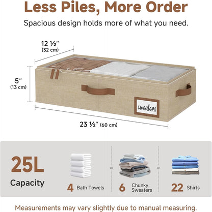 StorageWorks Large Under Bed Storage Containers with Handles and Label Holder, 2 Pack Ultra-thick Fabric Underbed Bins, Closet Organizer for Clothes, Blankets, Sweater
