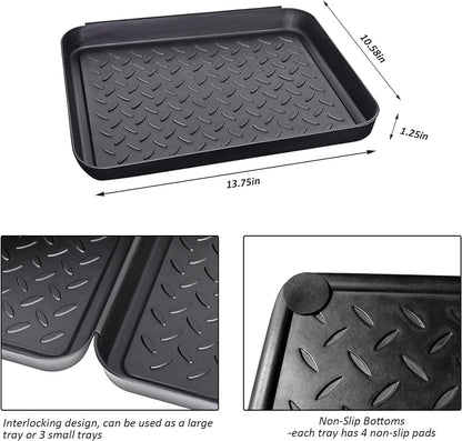 Small Boot Tray for Entryway Indoor, 2 Pack Wet Shoe Matt Tray for Floor Protection,Plastic Boot Mat w/Lip, Wet Shoe Mats for Mudroom (16.54in*12.6in*1.2in)