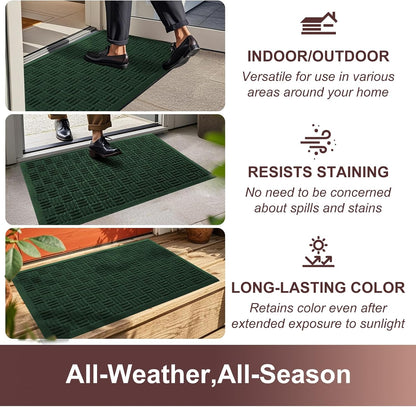 Mibao Front Door Mat, Heavy Duty Durable Welcome Mat for Outdoor Indoor, Dirt Trapper Waterproof Super Absorbent Door Mat for Entryway Outside Patio Porch, 29.5" x 17", Grey