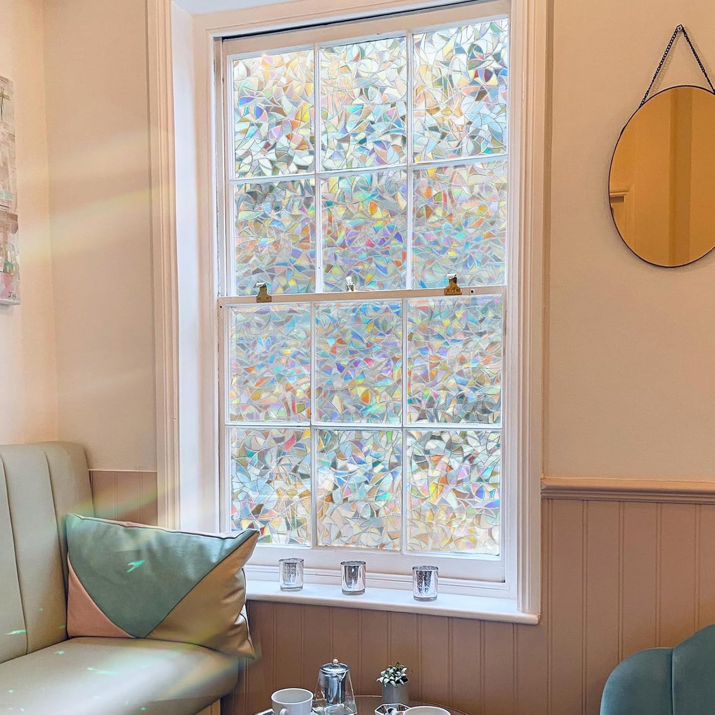 Niviy Window Privacy Film Static Cling Non-Adhesive Window Film Frosted Glass Bathroom Door Decoration Privacy Covering (17.7"x 78.7")