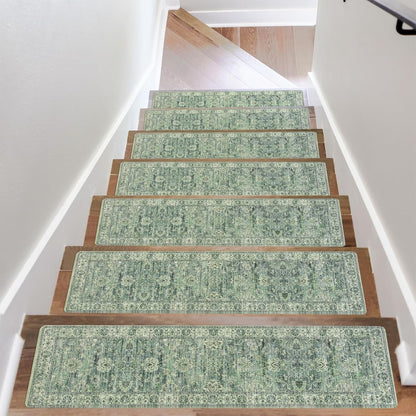 OJIA Extra Non-Slip Stair Treads for Wooden Steps 15PCS, 30"X8" Rubber Indoor Stair Runner Slip Resistant Stair Rugs Safety Mats for Dogs, Kids & Elders, Stairway Grip Step Treads, Gray
