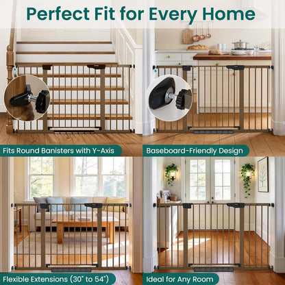 Cumbor 30-46" Baby Gate for Stairs, Mom's Choice Awards Winner-Auto Close Dog Gate for The House, Gifts for Mom, Easy Install Pressure Mounted Pet Gates for Doorways, Black
