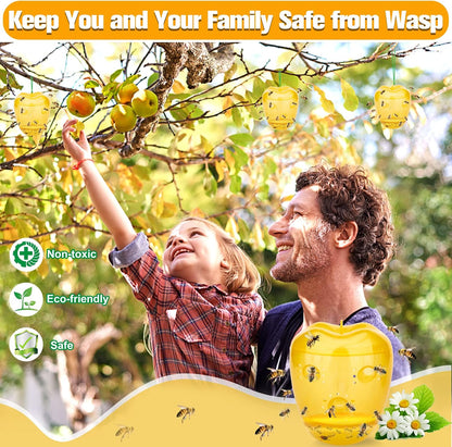 Wasp Trap, Yellow Jacket Trap Outdoor Hanging, Reusable Hornet and Wasp Catcher Traps for Outside, 2 Pack - Orange