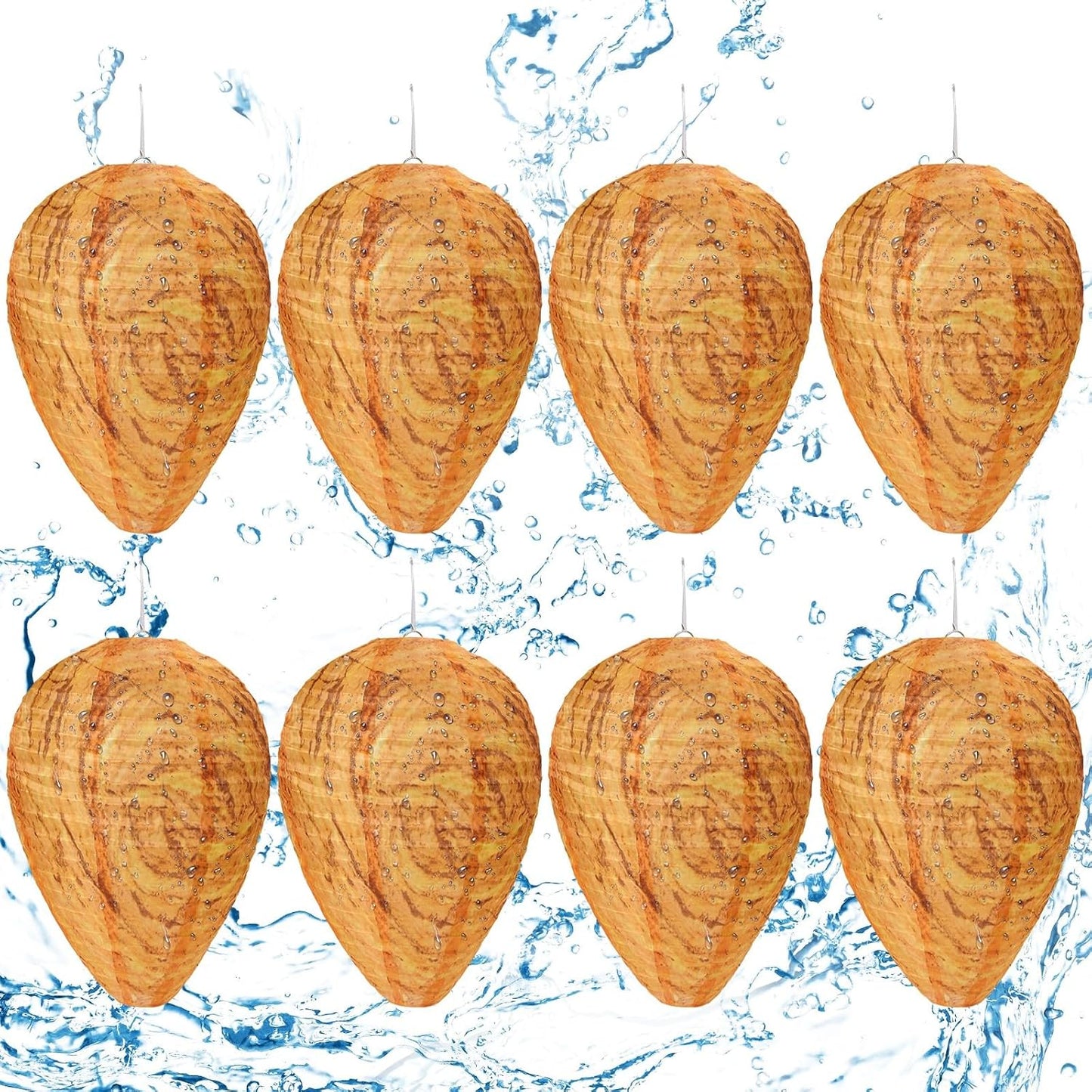 DECYOOL 8 Pack Paper Wasp Nest Decoy Hanging Wasp Deterrent for Wasps Hornets Yellow Jackets