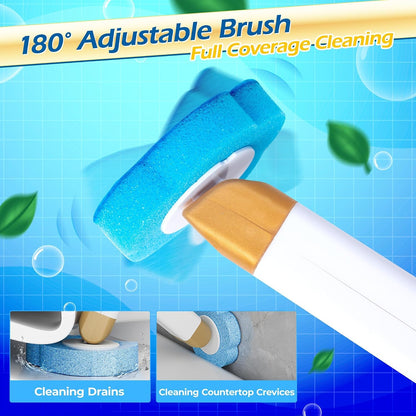 Disposable Toilet Cleaning Brush - Toilet Bowl Cleaner Wand and Holder Set with 60 Refills, Wall Mounted Clean Stick Brush Heads Kit with Handle for Bathroom Bathtub Cleaning System