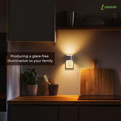 L LOHAS LED Night Lights Plug into Wall 2 Pack, Dusk to Dawn Sensor Nightlight, Brightness Adjustable, 3000K Soft White
